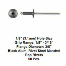FORD WINDSHIELD RIVET 1/8 DIA. 1/8-3/4 GRIP BLACK ALUM