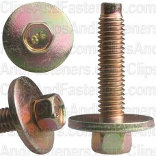  M6-1.0 X 28mm Ind Hex. Wash Hd Sems W/Dog - Zinc